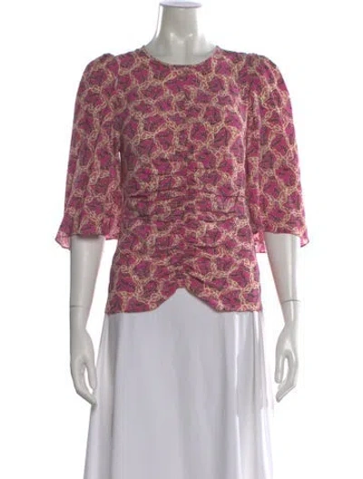 Pre-owned Isabel Marant Silk Paisley Print Blouse In Pink