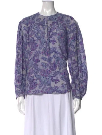 Pre-owned Isabel Marant Silk Paisley Print Blouse In Purple
