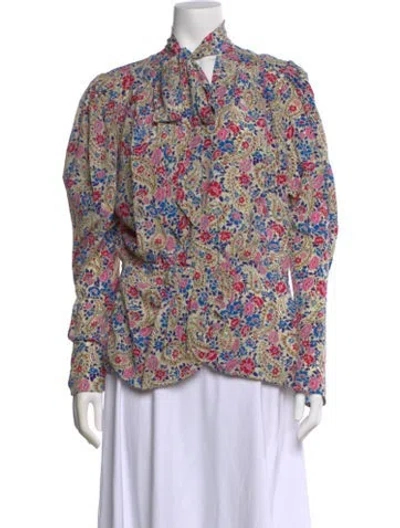 Pre-owned Isabel Marant Silk Paisley Print Blouse In White
