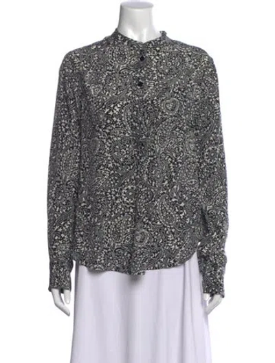 Pre-owned Isabel Marant Silk Paisley Print Top In Black