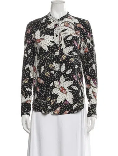 Pre-owned Isabel Marant Silk Patterned Blouse In Black