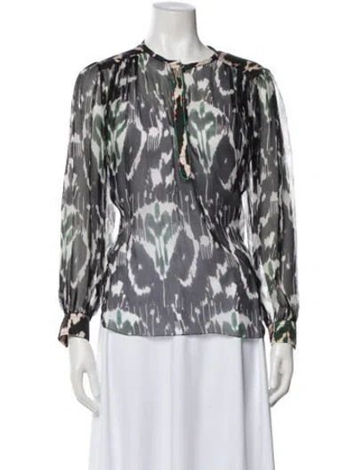 Pre-owned Isabel Marant Silk Patterned Blouse In Black