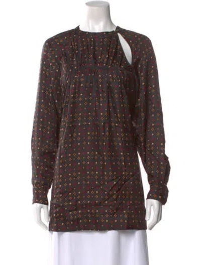 Pre-owned Isabel Marant Silk Patterned Blouse In Black