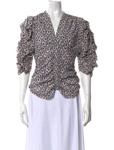 Pre-owned Isabel Marant Silk Patterned Blouse In Blue