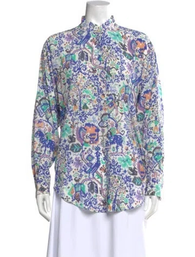 Pre-owned Isabel Marant Silk Patterned Blouse In Blue