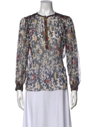 Pre-owned Isabel Marant Silk Patterned Blouse In Blue