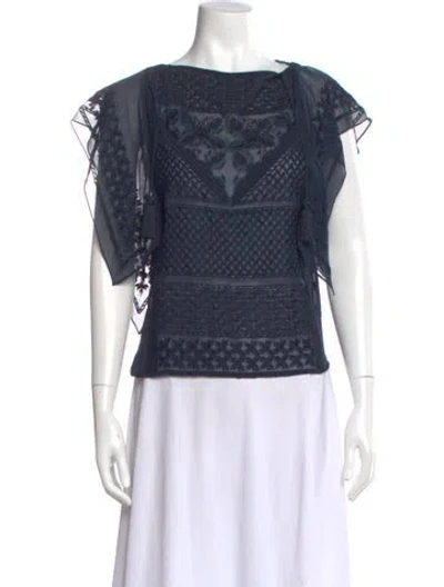 Pre-owned Isabel Marant Silk Patterned Blouse In Blue