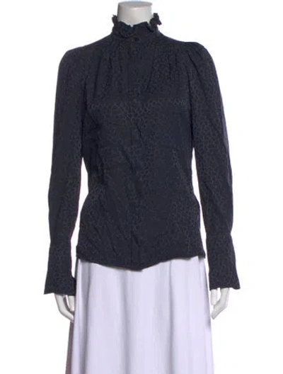 Pre-owned Isabel Marant Silk Patterned Blouse In Blue