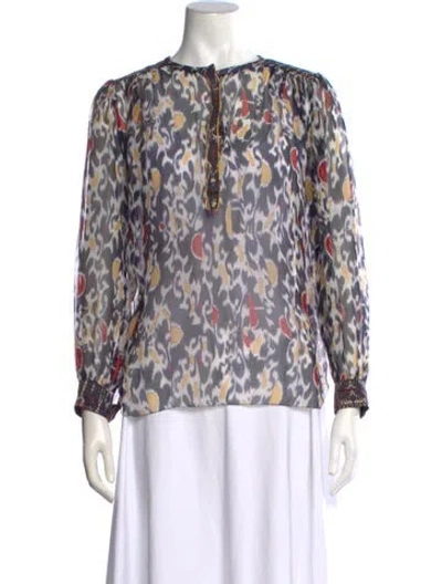 Pre-owned Isabel Marant Silk Patterned Blouse In Blue