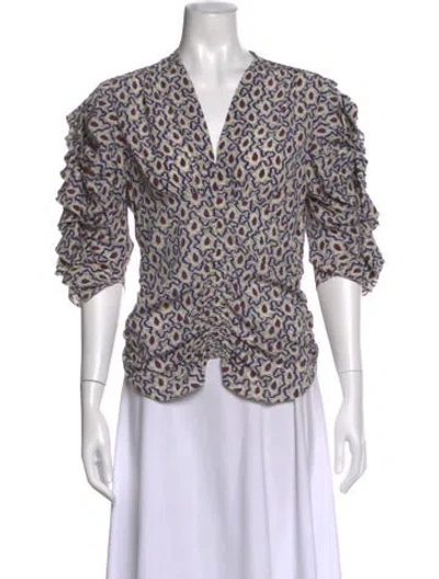 Pre-owned Isabel Marant Silk Patterned Blouse In Neutral