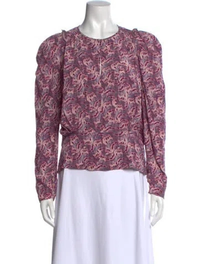 Pre-owned Isabel Marant Silk Patterned Blouse In Pink