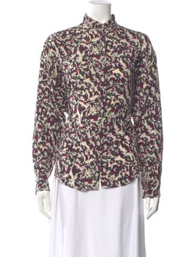 Pre-owned Isabel Marant Silk Patterned Blouse In Purple