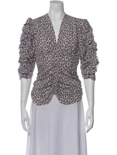 Pre-owned Isabel Marant Silk Patterned Blouse In White