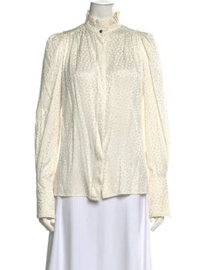 Pre-owned Isabel Marant Silk Patterned Blouse In White