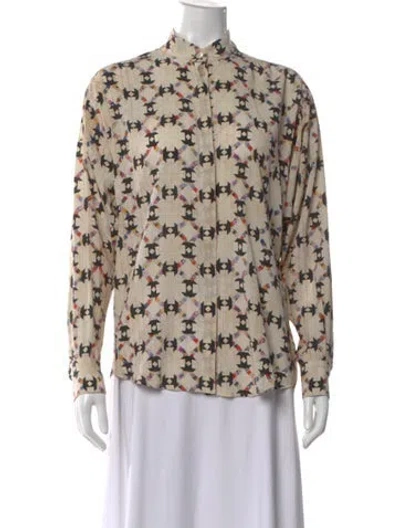 Pre-owned Isabel Marant Silk Patterned Top In Neutral