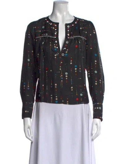 Pre-owned Isabel Marant Silk Polka Dot Print Blouse In Black
