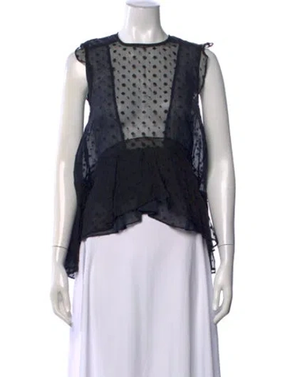 Pre-owned Isabel Marant Silk Polka Dot Print Top In Blue