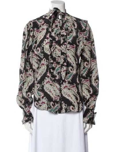 Pre-owned Isabel Marant Silk Printed Blouse In Black