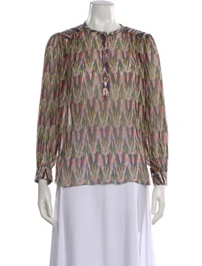 Pre-owned Isabel Marant Silk Printed Blouse In Black