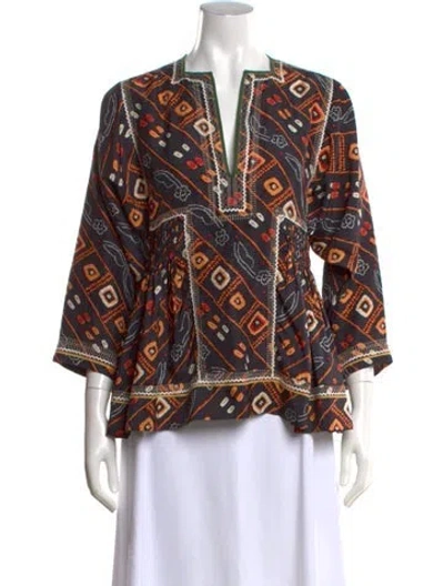 Pre-owned Isabel Marant Silk Printed Blouse In Black