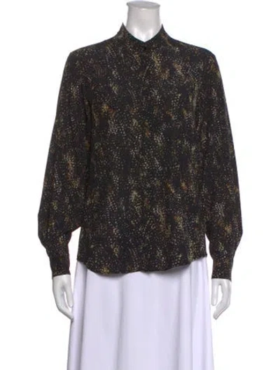 Pre-owned Isabel Marant Silk Printed Blouse In Black/metallic