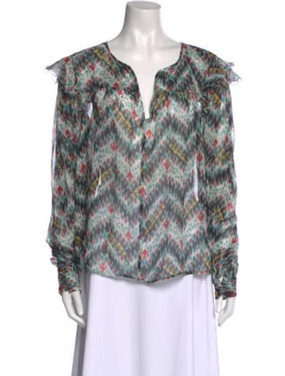 Pre-owned Isabel Marant Silk Printed Blouse In Blue