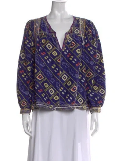 Pre-owned Isabel Marant Silk Printed Blouse In Blue