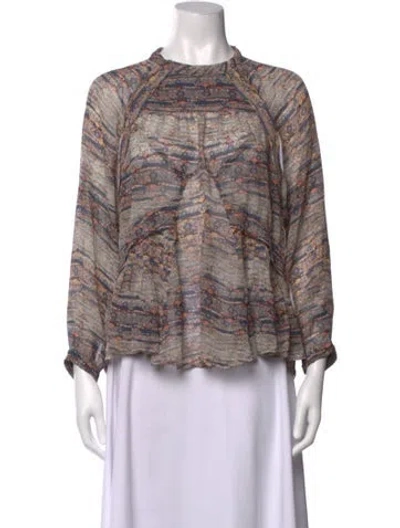 Pre-owned Isabel Marant Silk Printed Blouse In Burgundy/yellow
