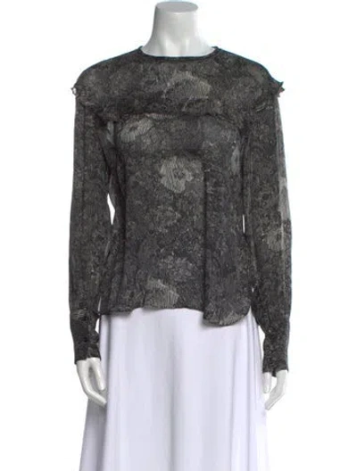 Pre-owned Isabel Marant Silk Printed Blouse In Gray
