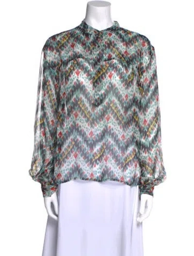 Pre-owned Isabel Marant Silk Printed Blouse In Green