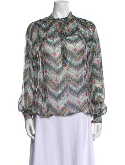 Pre-owned Isabel Marant Silk Printed Blouse In Green