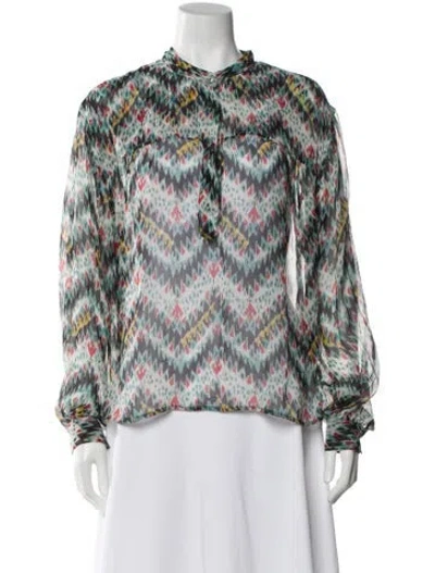 Pre-owned Isabel Marant Silk Printed Blouse In Green