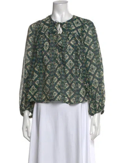 Pre-owned Isabel Marant Silk Printed Blouse In Green
