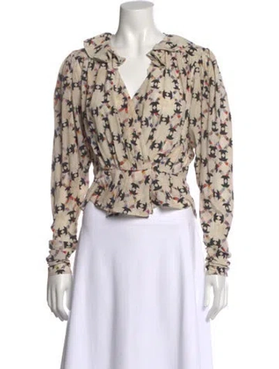 Pre-owned Isabel Marant Silk Printed Blouse In Neutral