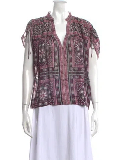 Pre-owned Isabel Marant Silk Printed Blouse In Purple
