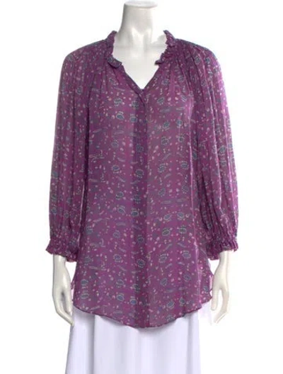 Pre-owned Isabel Marant Silk Printed Blouse In Purple