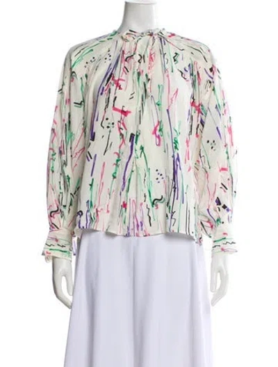 Pre-owned Isabel Marant Silk Printed Blouse W/ Tags In Neutral