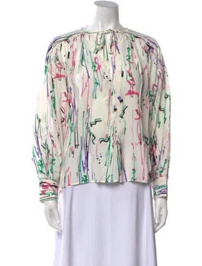 Pre-owned Isabel Marant Silk Printed Blouse W/ Tags In White