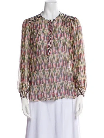 Pre-owned Isabel Marant Silk Printed Blouse In White