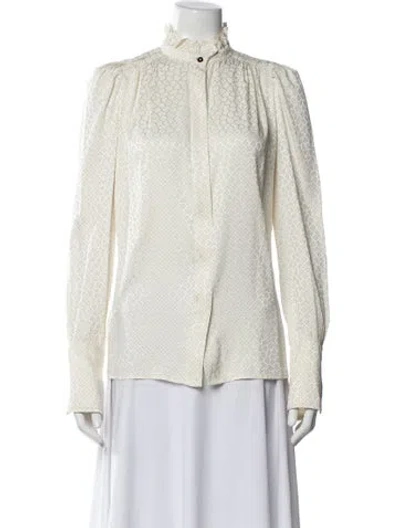 Pre-owned Isabel Marant Silk Printed Blouse In White