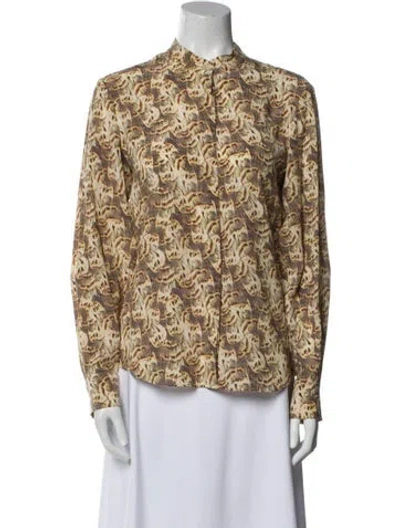 Pre-owned Isabel Marant Silk Printed Button-up Top In Neutral