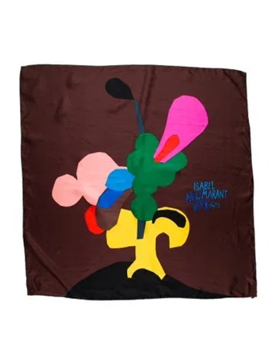 Pre-owned Isabel Marant Silk Printed Scarf In Brown