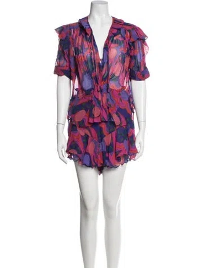 Pre-owned Isabel Marant Silk Printed Short Set In Purple