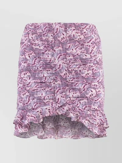 Isabel Marant Silk Printed Skirt Ruched Design In Pink