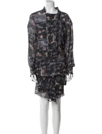 Pre-owned Isabel Marant Silk Printed Skirt Set In Blue