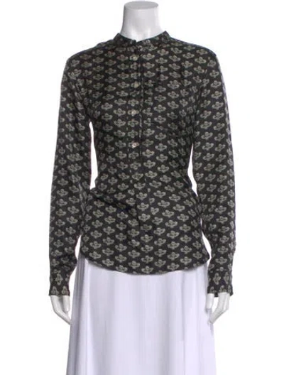 Pre-owned Isabel Marant Silk Printed Top In Black