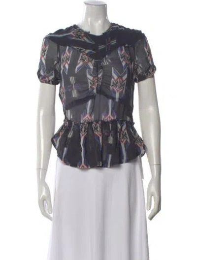 Pre-owned Isabel Marant Silk Printed Top In Blue
