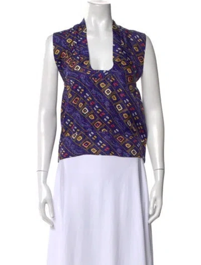 Pre-owned Isabel Marant Silk Printed Top In Blue