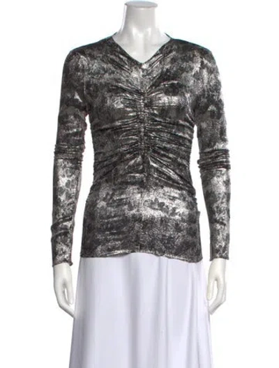 Pre-owned Isabel Marant Silk Printed Top In Green