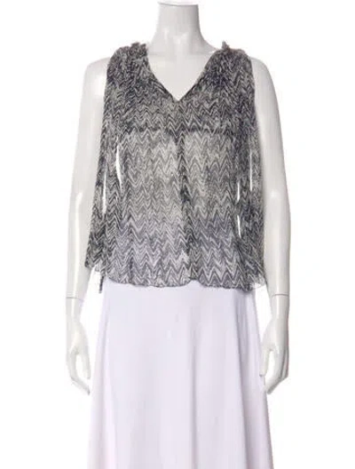 Pre-owned Isabel Marant Silk Printed Top In White